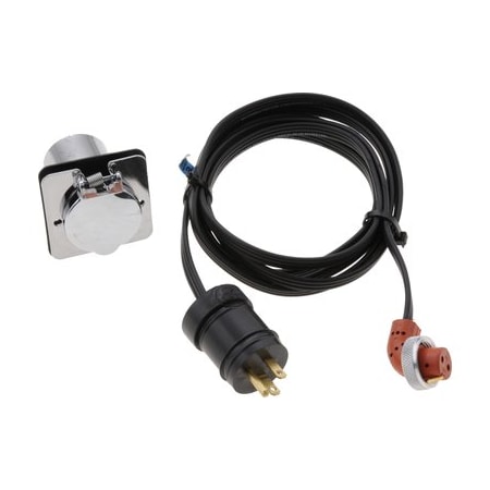 Zerostart Weatherproof Power Cord - 120V 15A, 12' 3.6M Long With Square, 4 Bolt Chrome Plated Receptacle 3600014